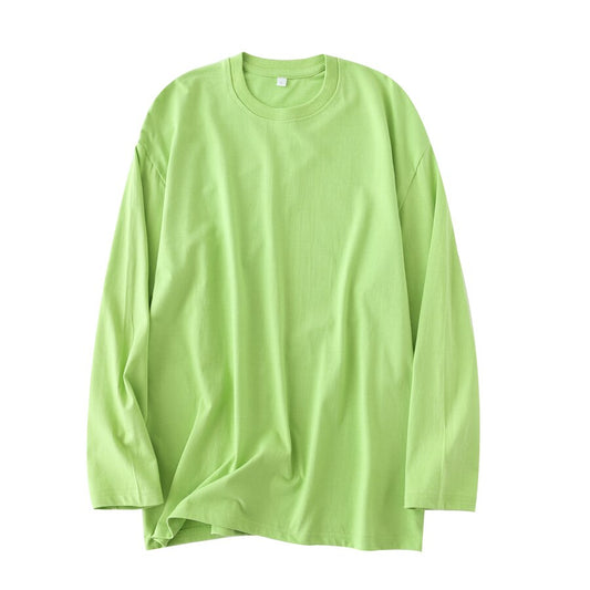 WAVLATII New Women Yellow Long Sleeve T Shirts Female 100% Cotton Spring Autumn Green Tees Lady Basic Black White Tops WLT2118