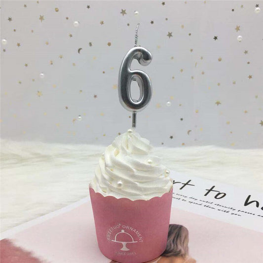 1pc Silver Rose Gold Candles for Happy Birthday Party Decorations 0-9 Number Candles Cake Cupcake Topper Party Supplies