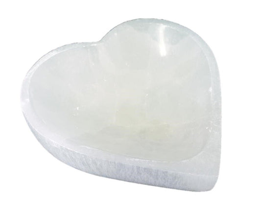 Valentines Selenite Heart Healing Bowl 4"