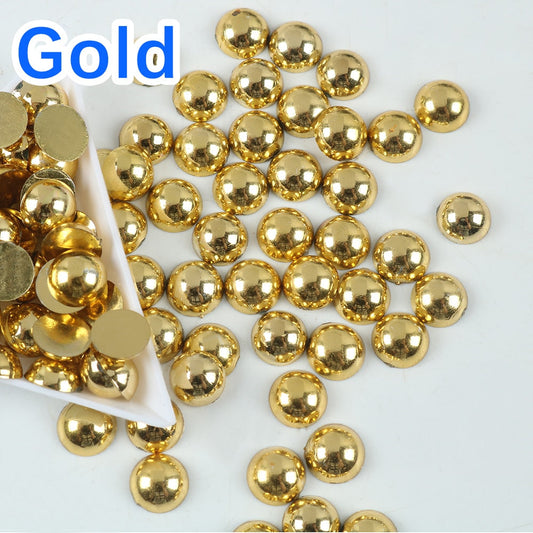 Gold Golden Half Round Pearl Beads FlatBack Pearls Bead for Phone Case, Nail Art, Craft Decoration