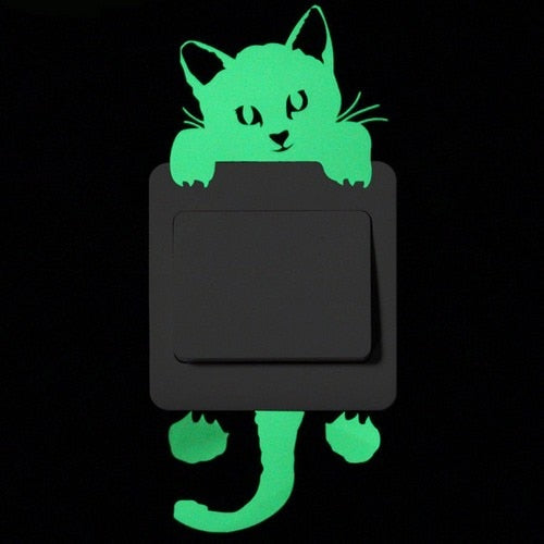 Luminous Cartoon Switch Sticker Glow in the Dark Cat Sticker Fluorescent Fairy Moon Stars Sticker Kid Room Decoration Home Decor