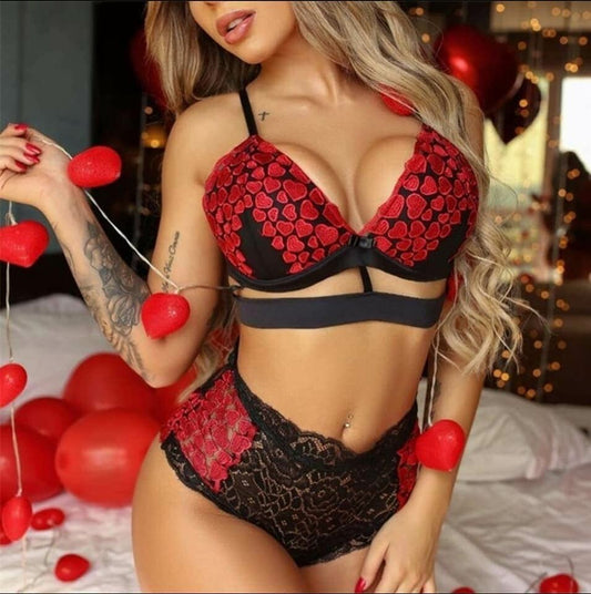 Erotic Hot Women's Lingerie Heart Pattern Print Gorgeous Bikini Underwear Porno Lace Costumes Baby Doll Lenceria Mujer Sex Clothes