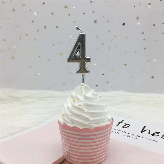 1pc Silver Rose Gold Candles for Happy Birthday Party Decorations 0-9 Number Candles Cake Cupcake Topper Party Supplies