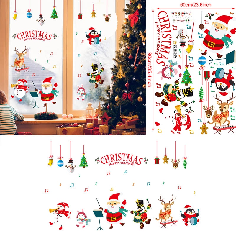 2020 Merry Christmas Wall Stickers Window Glass Festival Wall Decals Santa Murals New Year Christmas Decorations for Home Decor