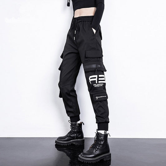 Women High Waist Cargo Pants Fashion Drawstring Trousers Ladies Loose Jogger Pant Plus Size High Street Trouser Casual Pants