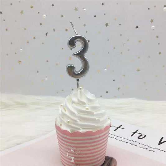 1pc Silver Rose Gold Candles for Happy Birthday Party Decorations 0-9 Number Candles Cake Cupcake Topper Party Supplies