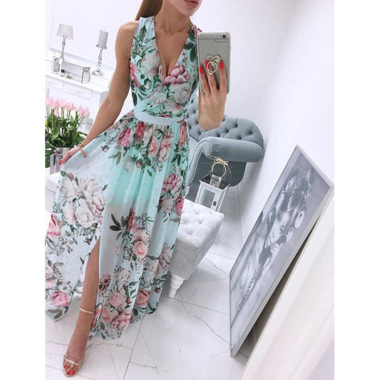 Womens Bohemian Summer Sundress Fashion Maxi Gorgeous Strap Elegant Floral