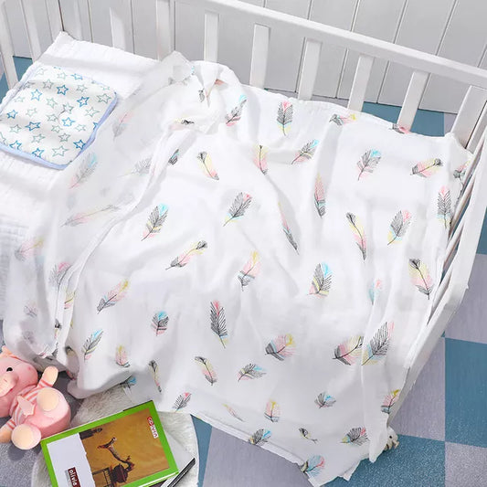 110x120cm 4 Layers Muslin Bamboo Cotton Newborn Baby Receiving Blanket Swaddling