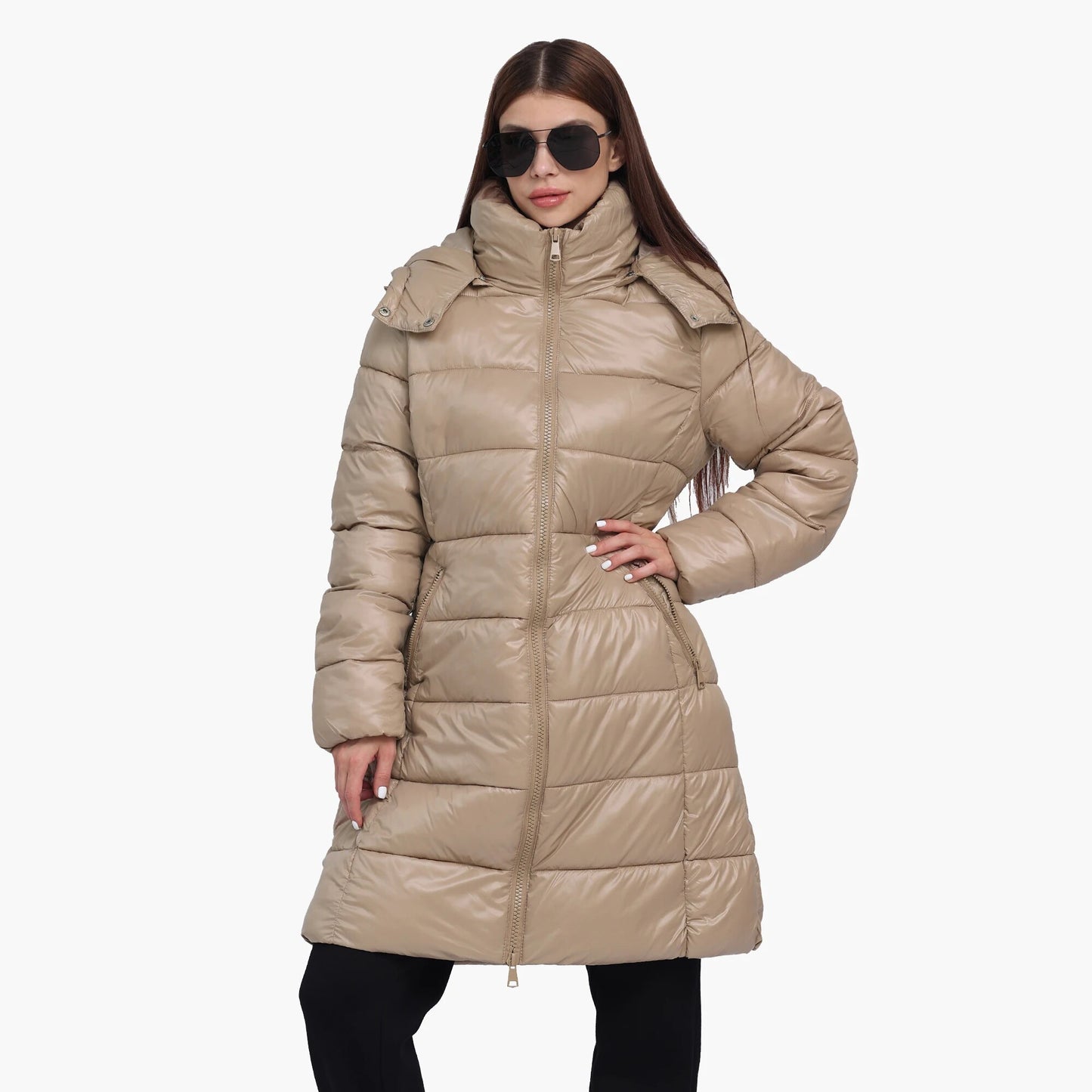 SANTELON Women Winter Thick Warm Long Parka With Adjustable Hood Female Windpro