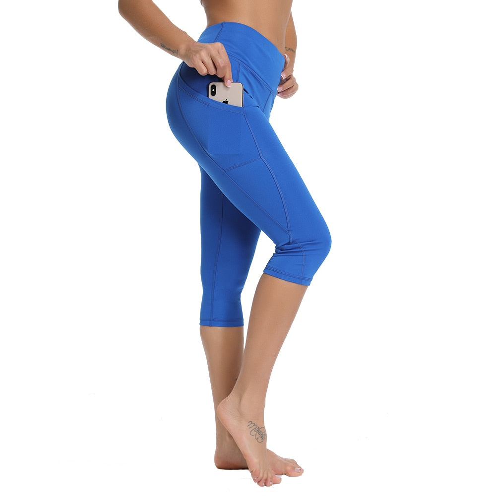 Calf-length Yoga Running Leggings High Waist Workout Push Up Leggins Sport Women