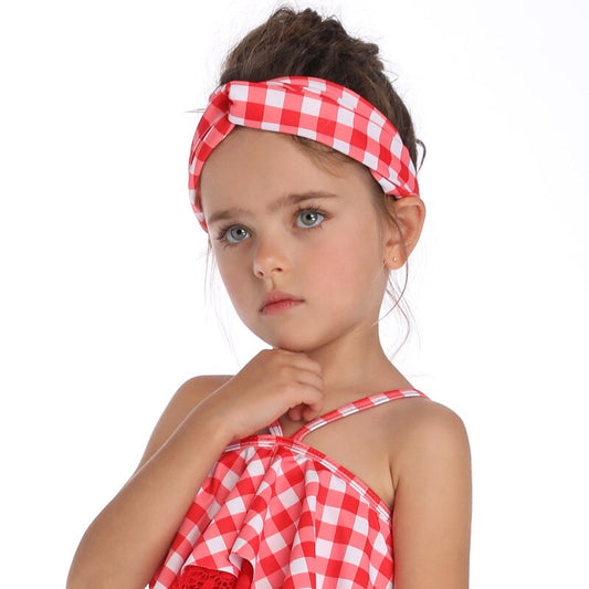 Summer Family Matching Swimwear Mother Daughter Plaid Bikini Bathing Suit Swim