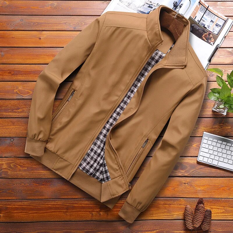 2023 Spring Autumn Casual Solid Fashion Slim Bomber Jacket Men Overcoat New Arr