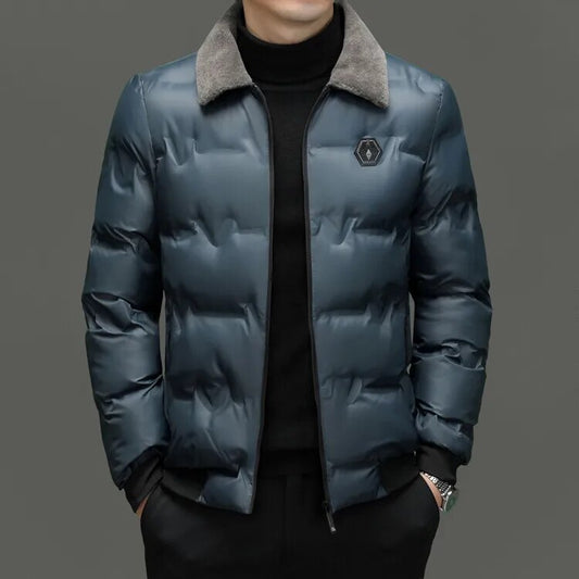 High Quality Jacket Cotton Coat Men's Solid Color Hatless Wool Collar Cotton P