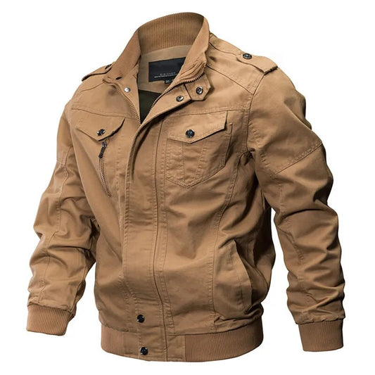 Plus Size Military Bomber Jacket Men Spring Autumn Casual Multi-pocket Pilot Ja