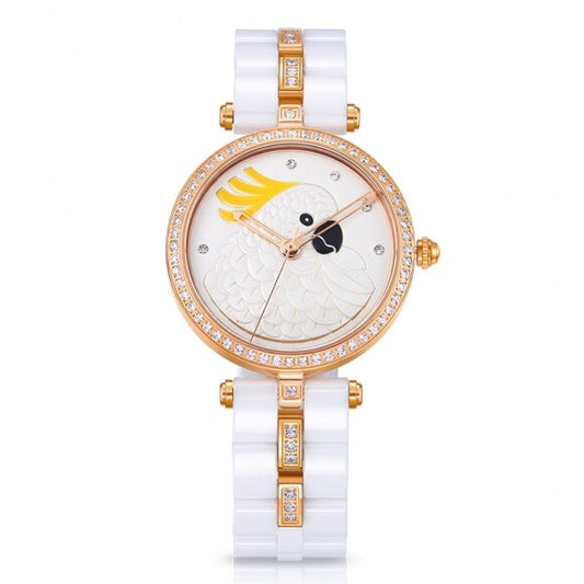 Luxury Art White Ceramic Women Watch Ladies Quartz Watch Top Quality Rhinestone