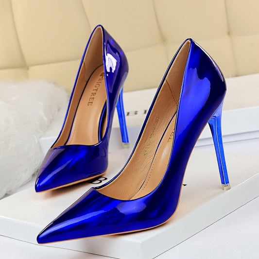 Bigtree High Heels Patent Leather Women Pumps Cute Wedding Shoes Extreme High He