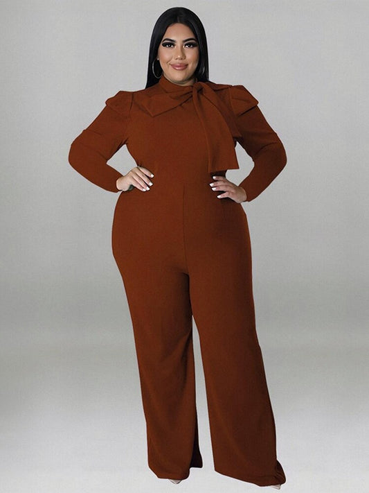 Women Jumpsuit Chic and Elegant Long Sleeve Plus Size Jumpsuit Solid Color Elega