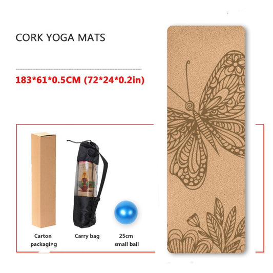 Yoga Mat Cork TPE Natural 5mm Non-slip Gym Sports Mats Absorb Sweat Odorless