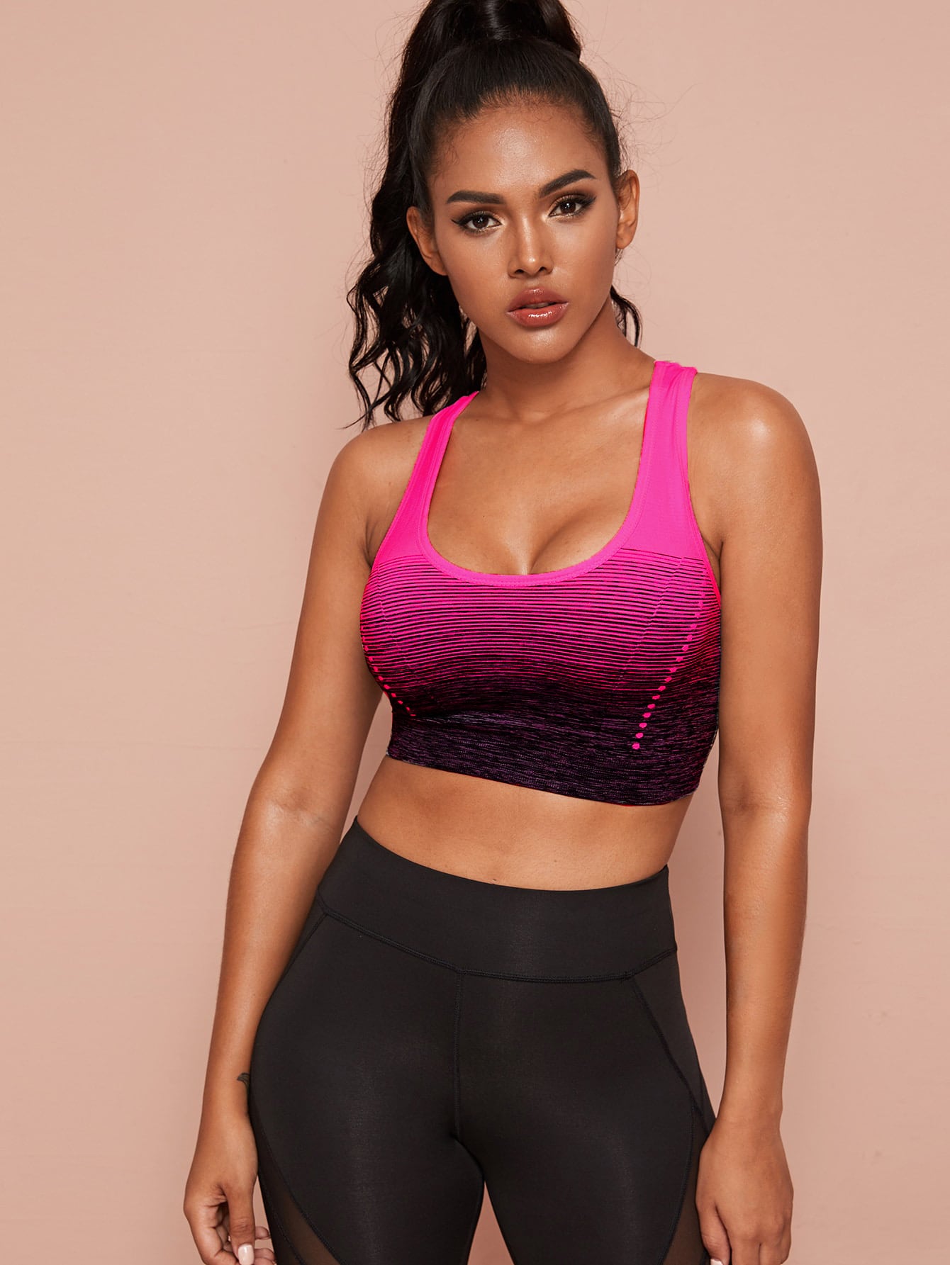 Medium Support Two Tone Racer Back Sports Bra