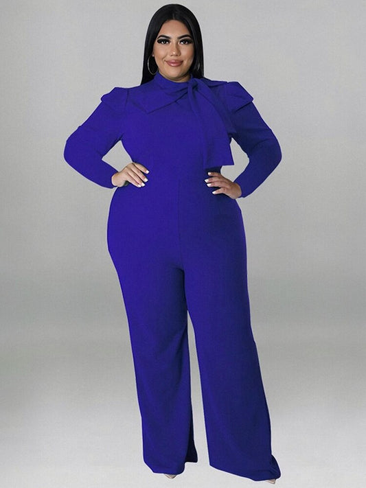 Women Jumpsuit Chic and Elegant Long Sleeve Plus Size Jumpsuit Solid Color Elega