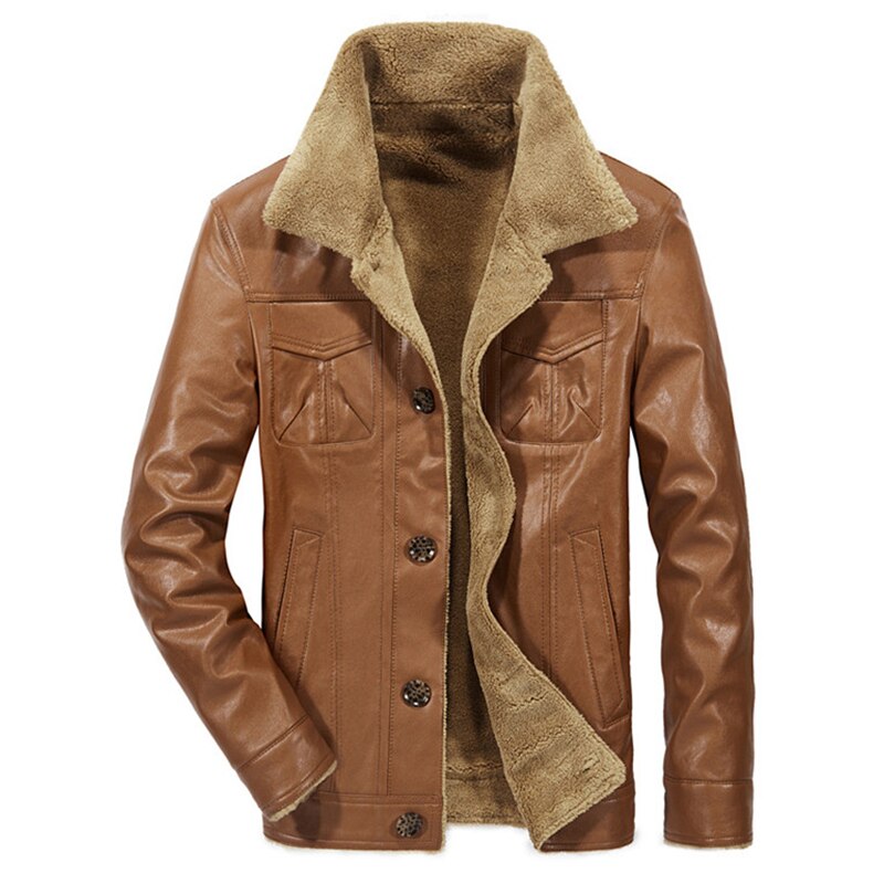 QSuper Winter New Men's Leather Jackets PU Warm Men Coats Clothing