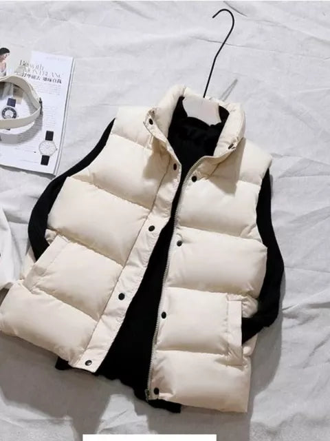 Winter Warm Cotton Padded Puffer Vests Sleeveless Parkas Jacket