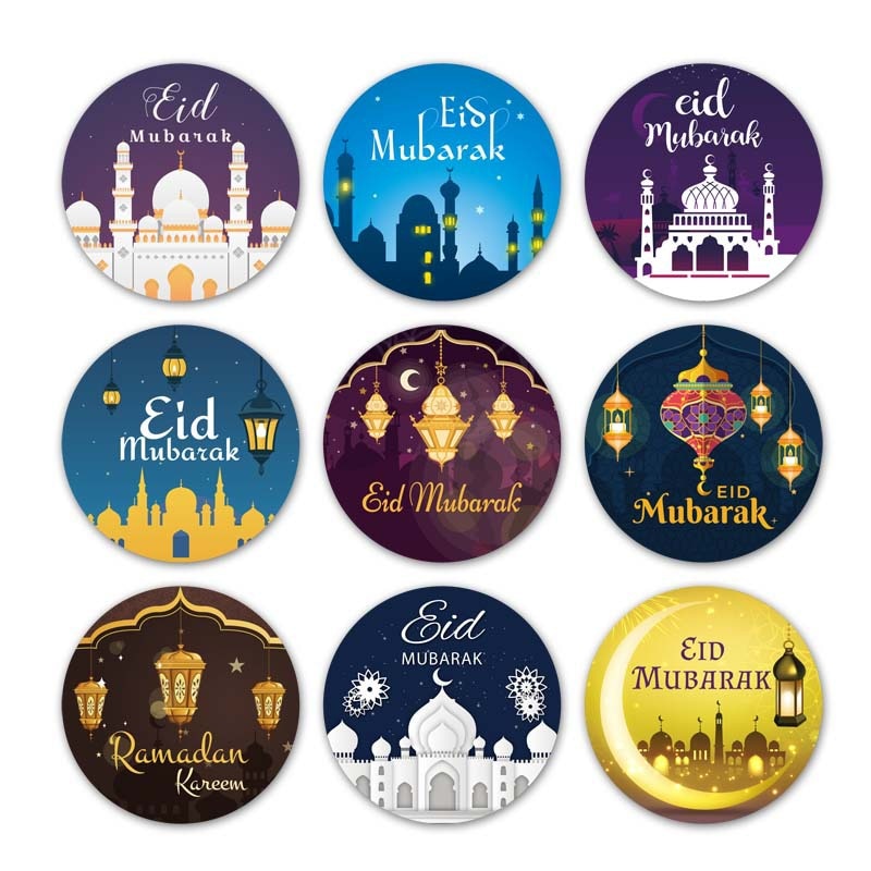 60/120pcs Ramadan EID Mubarak Decorations Paper Sticker Gift Lable Seal