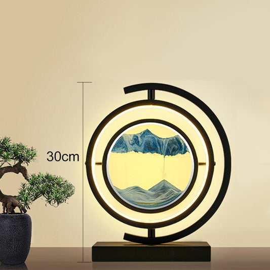 18W LED Remote Control Bedside Table Lamp 3D Quicksand Art Sand Scene Dynamic Ro