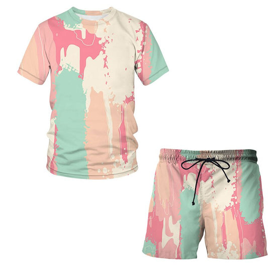 Summer Suit 3D Art Graffiti Printed T-Shirt Shorts Hip Hop Man / Woman Tee Cloth