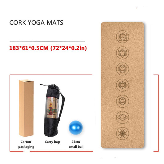 Yoga Mat Cork TPE Natural 5mm Non-slip Gym Sports Mats Absorb Sweat Odorless