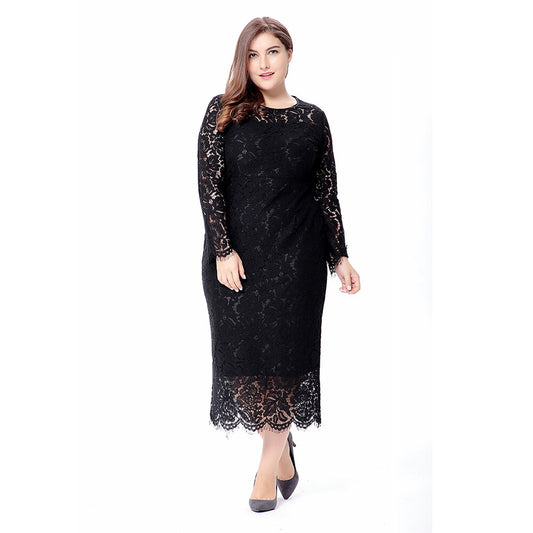 SOMOIA Plus Size Women Clothing Wholesale Long Sleeve Lace Fitted G