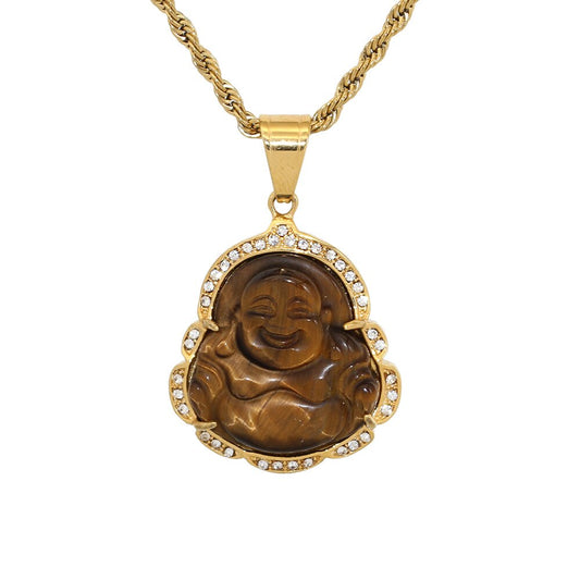 2020 New Good Luck Buddha Necklace Piper Stainless Steel Cat-eye Mil Buddha