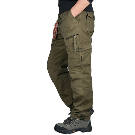 Men's Casual Cargo Pants Multi-Pocket Tactical Military Army Straight Loose Trou