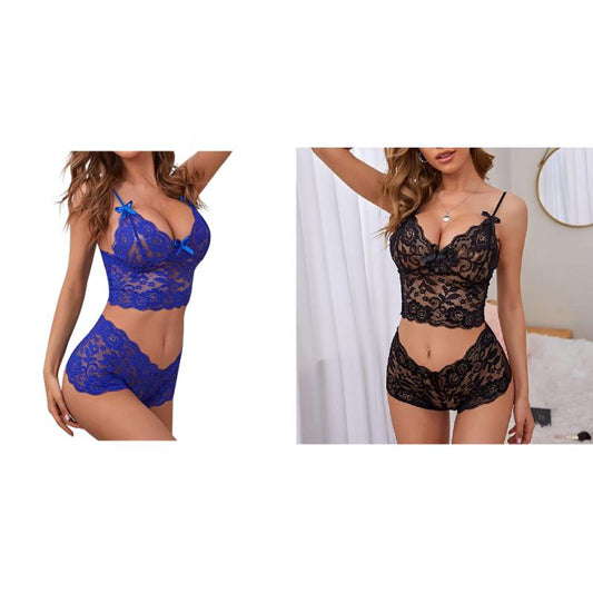 2Sets Cute Women Lingerie Set Transparent Lace Bra Panty Brief Set Seamless