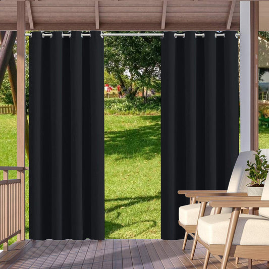 2Pcs Outdoor Curtains Waterproof Thermal Insulated Curtains Panel Sliding