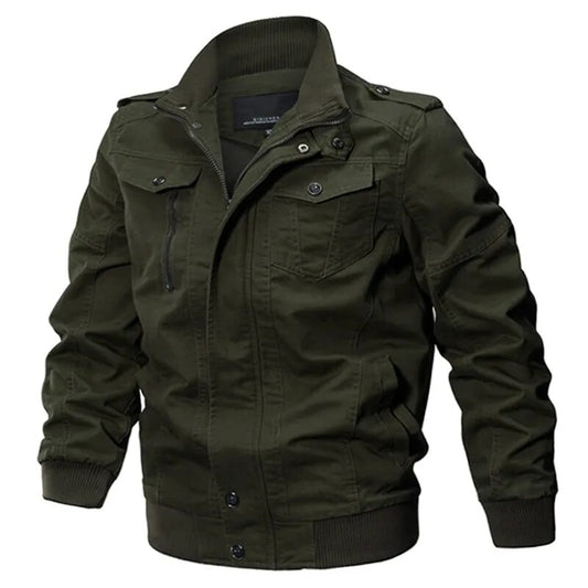 Plus Size Military Bomber Jacket Men Spring Autumn Casual Multi-pocket Pilot Ja