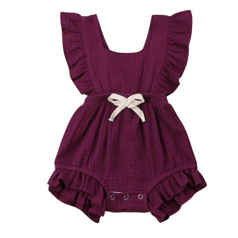 11 styles Newborn Baby Girls Ruffle Solid Color Romper Backcross Jumpsuit Outfit