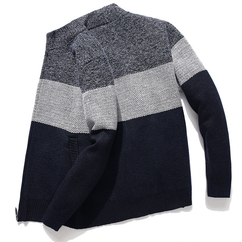 2020 New Cardigan Men Sweater Striped Grey Men's Sweater Oversized Knitted