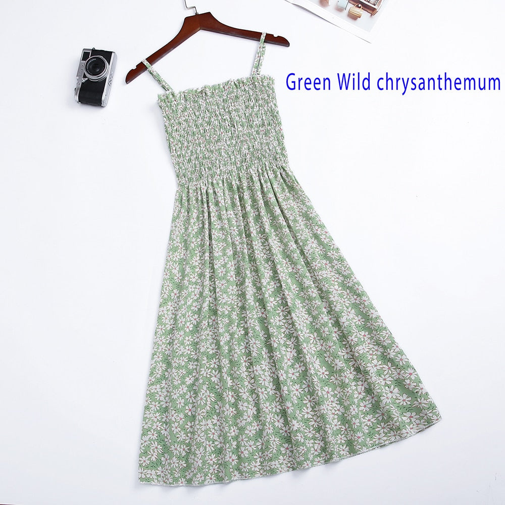 45 Color Summer Strapless Pleated Women Chiffon Dresses Female High Waist