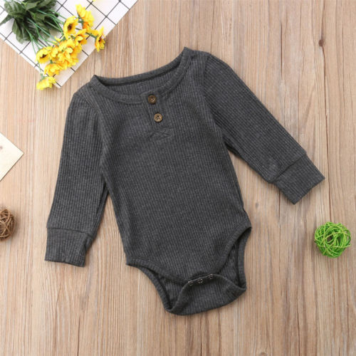 Pudcoco US Stock Newborn Infant Baby Boy Girls Romper Long Sleeve Solid Cotton