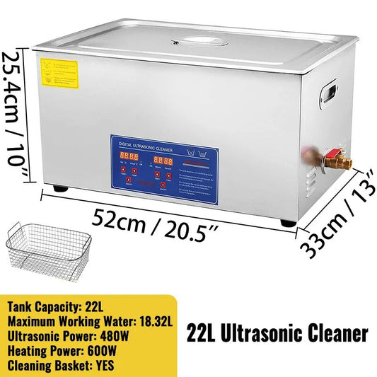 VEVOR 1.3L 2L 3L 6L 10L 15L 22L 30L Ultrasonic Cleaner Lave-Dishes Portable Was