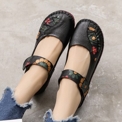 GKTINOO Spring Fashion Flower Design Round Toe Soft Bottom Flat Shoes Vintage