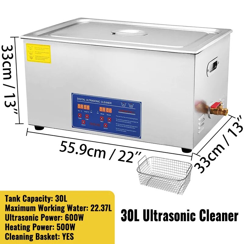 VEVOR 1.3L 2L 3L 6L 10L 15L 22L 30L Ultrasonic Cleaner Lave-Dishes Portable Was