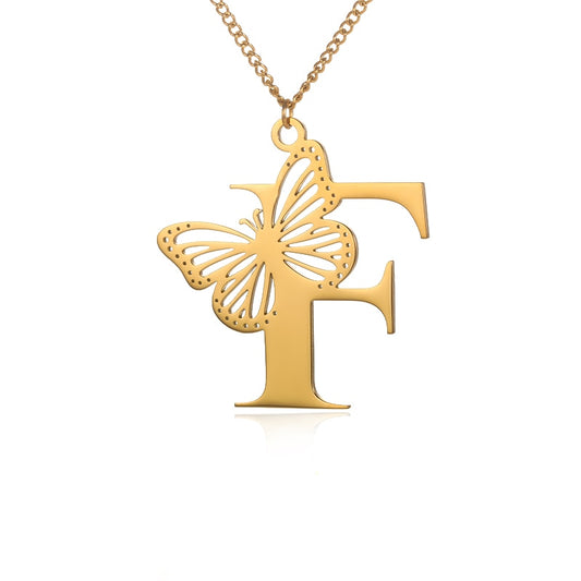 Free Shipping Dainty Big Butterfly Letters Necklaces For Women Girl Jewelry