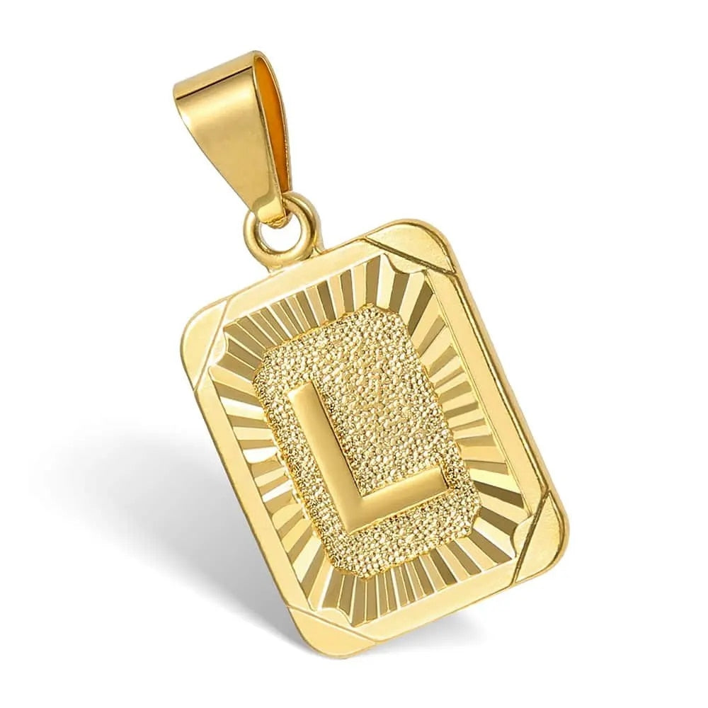 Hot Sale Initial Necklace for Women Men 26 Letters Pendant Gold Color Cuban Cur