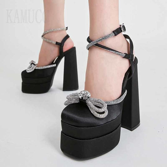 Cute Women Pumps Retro Mary Janes Chunky Heels Sandals Party Platform Dress Par