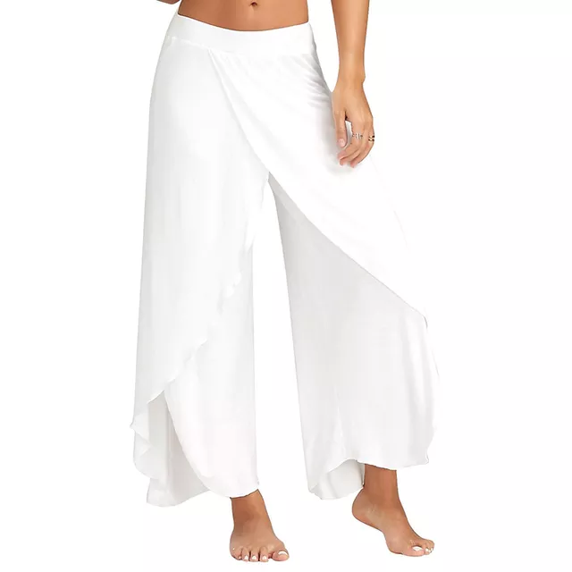 Women Wide Leg Pants Loose Fitness Yoga Split Trousers Mandala Open Leg Pants