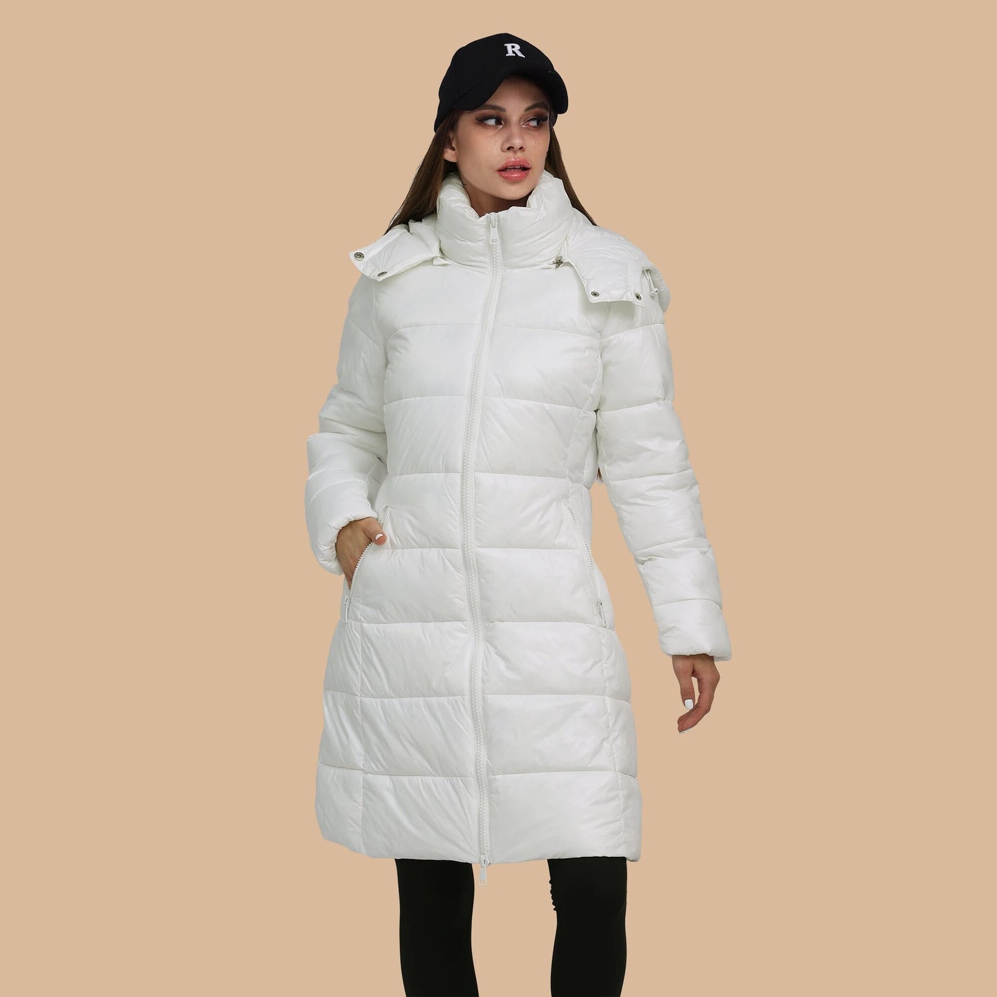 SANTELON Women Winter Thick Warm Long Parka With Adjustable Hood Female Windpro