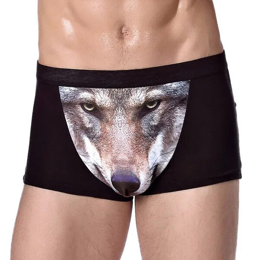 Panties Wolf Funny Underwear Men Cotton Breathable Boxer Shorts Man Brand U Pou