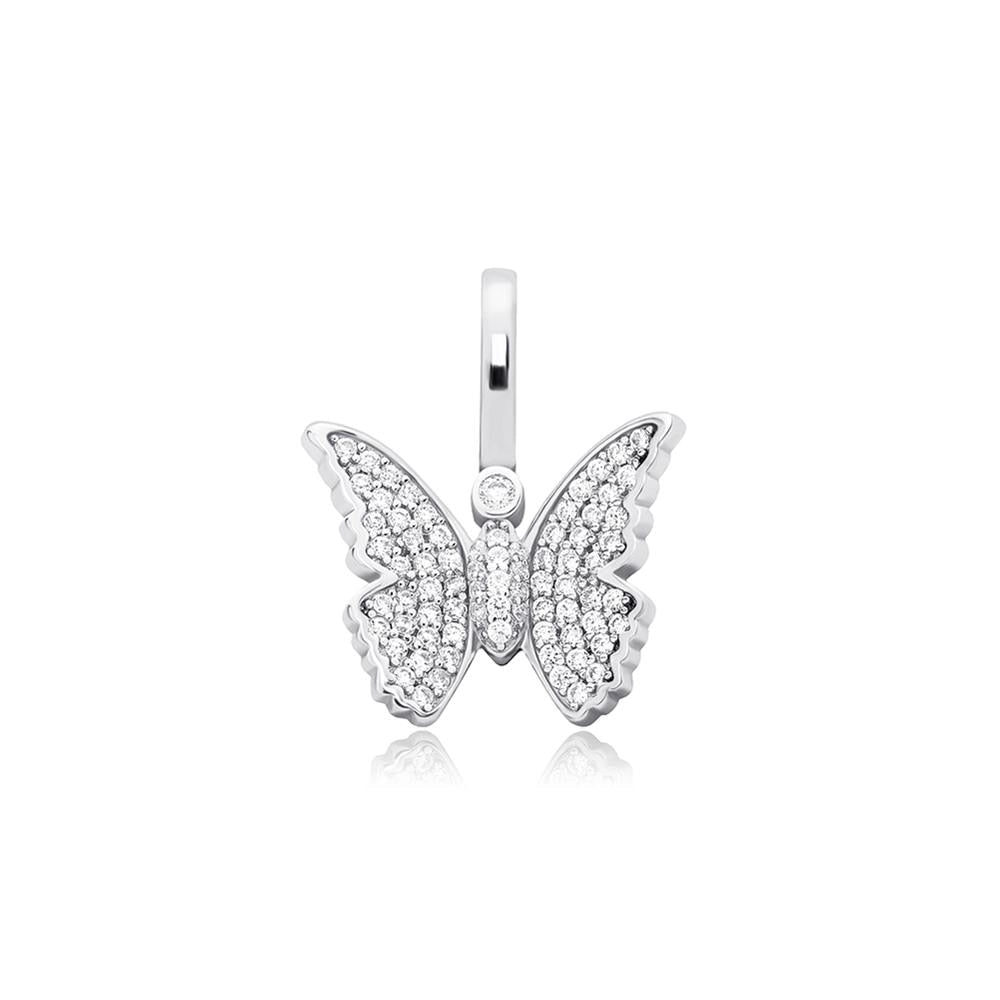 TOPGRILLZ 925 Sterling Silver New Butterfly Pendant Iced Out Cubic Zirconia